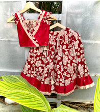 Load image into Gallery viewer, Gleaming Ruby - A finest kalamkari cotton silk ethnic lehenga set