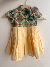 Load image into Gallery viewer, Mint & Butterscotch Patola Pleated Dress (0-11 Years)