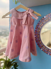 Load image into Gallery viewer, Hibisco Butterfly embroidered and checkered handwoven cotton dress (0-7 Years)