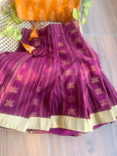 Load image into Gallery viewer, Mulberry and Mustard Handwoven Ikat Lehenga Set (0-11 years)