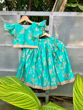 Load image into Gallery viewer, Drizzle - Sea-green chanderi lehenga set