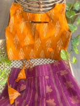 Load image into Gallery viewer, Mulberry and Mustard Handwoven Ikat Lehenga Set (0-11 years)