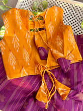Load image into Gallery viewer, Mulberry and Mustard Handwoven Ikat Lehenga Set (0-11 years)