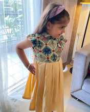 Load image into Gallery viewer, Mint & Butterscotch Patola Pleated Dress (0-11 Years)