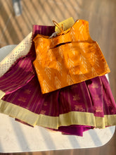 Load image into Gallery viewer, Mulberry and Mustard Handwoven Ikat Lehenga Set (0-11 years)