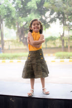 Load image into Gallery viewer, Girls yellow Top With Handloom Pleated Party Skirt (0-11Years)