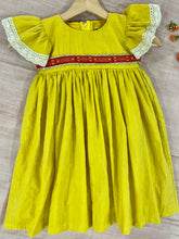 Load image into Gallery viewer, Golden Yellow Hand-woven Party Dress (0-11 Years)