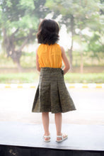 Load image into Gallery viewer, Girls yellow Top With Handloom Pleated Party Skirt (0-11Years)