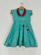 Load image into Gallery viewer, Girls Sea-Green Baby -Collared Kurta with White Checks Sahara (0-15 Years)