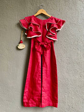 Load image into Gallery viewer, Girls Red Linen Plazzo Style Jump-suit (0-11 Years)