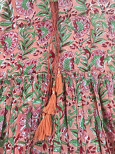 Load image into Gallery viewer, Girls pomegranate peach Hand-block Printed Dress (1-10 Years)