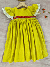 Load image into Gallery viewer, Golden Yellow Hand-woven Party Dress (0-11 Years)