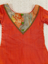 Load image into Gallery viewer, Baby-girls Orange Jute Silk Kurta Set (0-7ears)