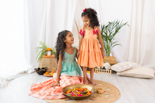Load image into Gallery viewer, Peach Checkered Butterfly Dress (0-11 Years)