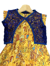Load image into Gallery viewer, Yellow Handloom Cotton Historic Ancient Prints Longfrock With Coat