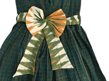 Load image into Gallery viewer, Handloom Ikat Mid-Calf Basil Green Dress