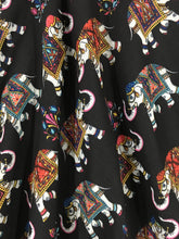 Load image into Gallery viewer, Hibisco Girls Black Kalamkari Elephant Prints Long Gown With Pink Net Cape
