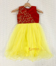 Load image into Gallery viewer, Girls Pastel Yellow Calf-length Party Dress (1-11Years)