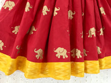 Load image into Gallery viewer, Girls Red Elephant Hand-block Prints Designer Frock (0-5 Years)