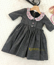 Load image into Gallery viewer, Baby-girl Grey Sequin Collar Frock (0-10Years)