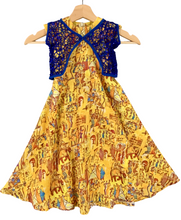 Load image into Gallery viewer, Yellow Handloom Cotton Historic Ancient Prints Longfrock With Coat