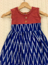 Load image into Gallery viewer, Blue and Pink Handloom Ikat Cotton Frock