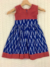 Load image into Gallery viewer, Blue and Pink Handloom Ikat Cotton Frock