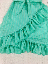 Load image into Gallery viewer, Hibisco Girls Sea-Green Waist Belted Ruffle Dress