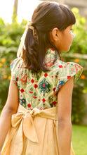 Load image into Gallery viewer, Mint & Butterscotch Patola Pleated Dress (0-11 Years)