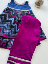 Load image into Gallery viewer, Girls Indigo Asymmetrical Kurta And Bottom (1-7 Years)