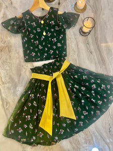 Green Lantern - Cold shoulder top and paper bag style skirt