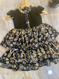 The little black dress - Bouncy and wavy  Kalamkari two layer dress
