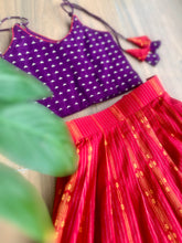 Load image into Gallery viewer, Holy Hibiscus - Purple and red jacquard cotton handwoven lehenga
