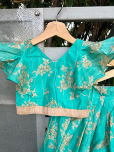 Drizzle - Sea-green chanderi lehenga set