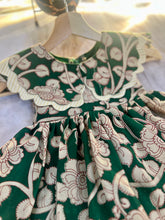 Load image into Gallery viewer, Crystal - Kalamkari  dress with oversized dual collars and hemline frills
