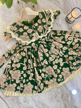 Load image into Gallery viewer, Crystal - Kalamkari  dress with oversized dual collars and hemline frills
