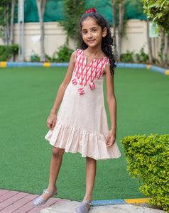 Ivory linen twirl dress (0-7 Years)