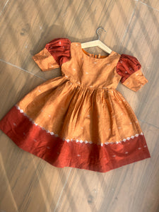 "Blush in Silver" Dual Shaded Hand-woven Dress (0-11 Years)