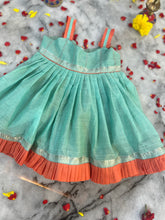 Load image into Gallery viewer, Little queen-Sea green pleated strap and ruffle ethnic dress (0-7 Years)
