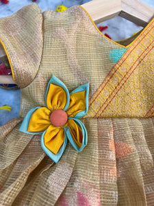 Little Queen- Ethnic overlap style meenakari dress (0-8 Years)