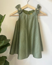 Load image into Gallery viewer, Hibisco sage green ethnic checkered cotton silk dress (0-11 Years)
