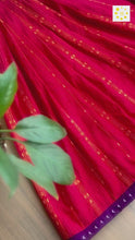 Load and play video in Gallery viewer, Holy Hibiscus - Purple and red jacquard cotton handwoven lehenga
