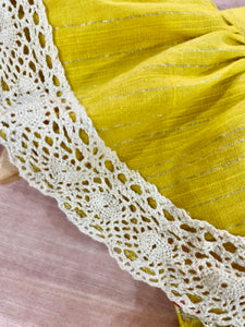 Golden Yellow Hand-woven Party Dress (0-11 Years)