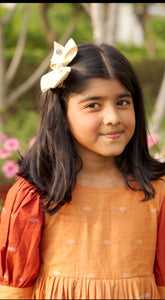 "Blush in Silver" Dual Shaded Hand-woven Dress (0-11 Years)