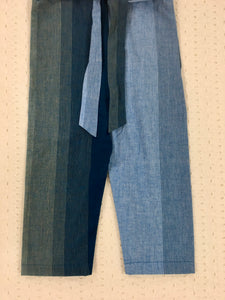 Girls Blue Cotton Stripes Jumpsuit (0-7Years)
