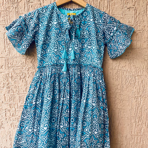 Sky-Blue Ruffle Dress (1-10 Years)