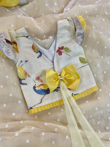 Pastel Yellow Chirping birds Lehenga set (0-5 Years)