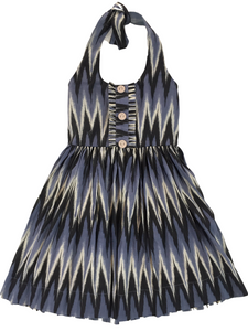 Hibisco Girls Ikat Handloom Designer Halter Neck Frock