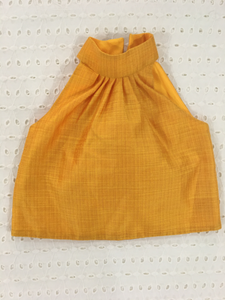 Girls yellow Top With Handloom Pleated Party Skirt (0-11Years)