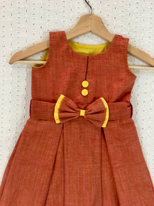 Baby Girls Brick Red Party Dress (0-9 Years)
